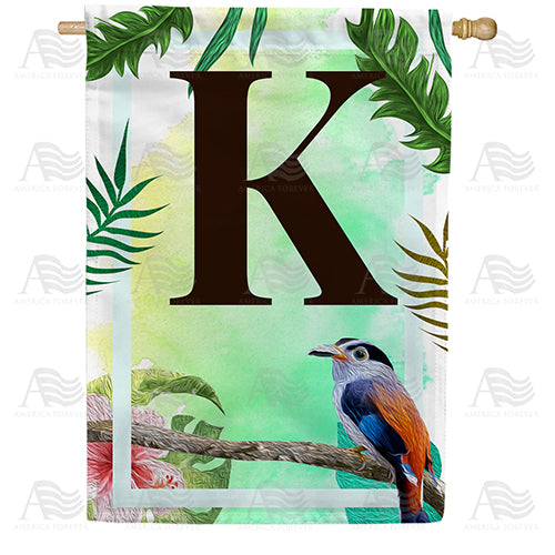America Forever Tropical Bird Monogram House Flag
