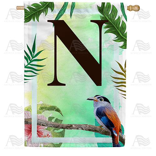 America Forever Tropical Bird Monogram House Flag