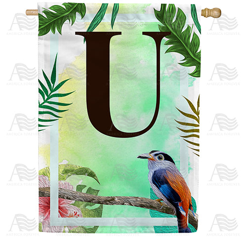 America Forever Tropical Bird Monogram House Flag