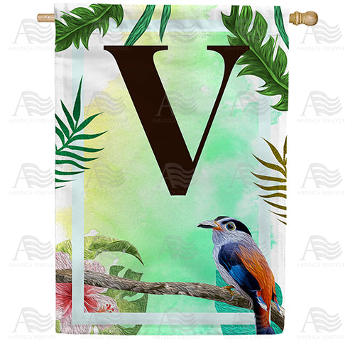 America Forever Tropical Bird Monogram House Flag