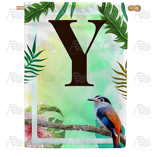 America Forever Tropical Bird Monogram House Flag