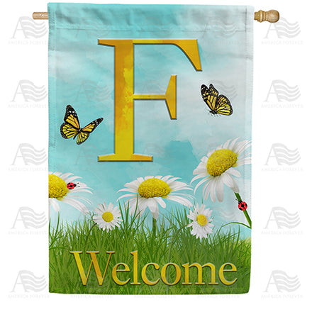 America Forever Loves Me, Loves Me Not Monogram House Flag