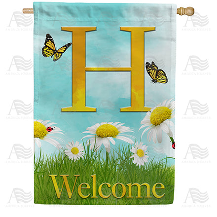America Forever Loves Me, Loves Me Not Monogram House Flag