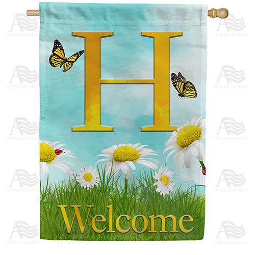 America Forever Loves Me, Loves Me Not Monogram House Flag