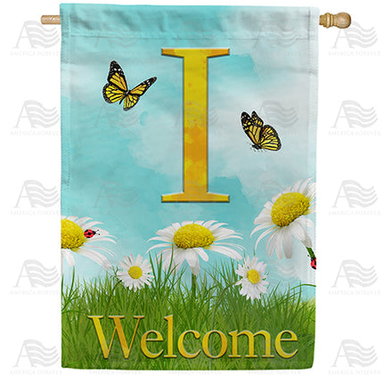 America Forever Loves Me, Loves Me Not Monogram House Flag