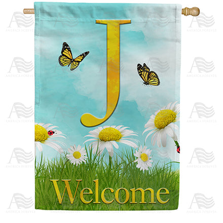 America Forever Loves Me, Loves Me Not Monogram House Flag