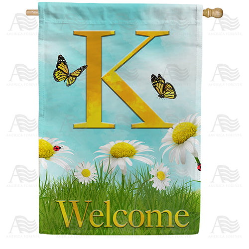 America Forever Loves Me, Loves Me Not Monogram House Flag