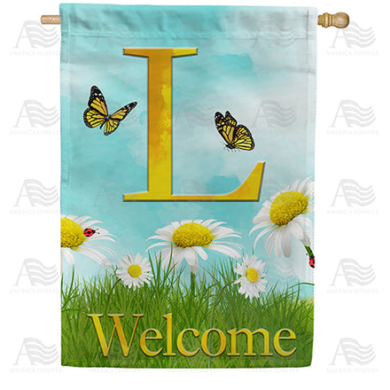 America Forever Loves Me, Loves Me Not Monogram House Flag