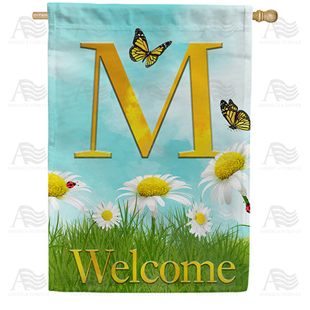 America Forever Loves Me, Loves Me Not Monogram House Flag