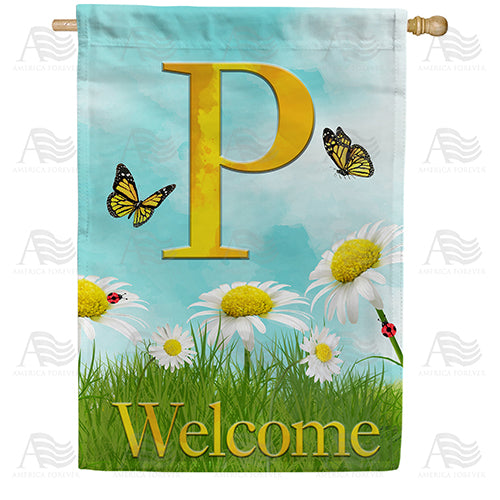 America Forever Loves Me, Loves Me Not Monogram House Flag