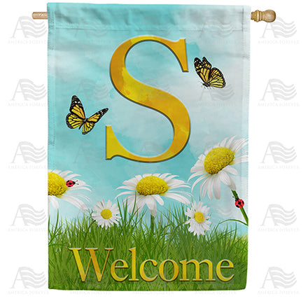 America Forever Loves Me, Loves Me Not Monogram House Flag