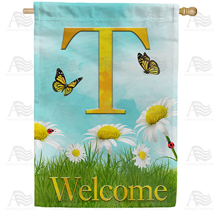 America Forever Loves Me, Loves Me Not Monogram House Flag