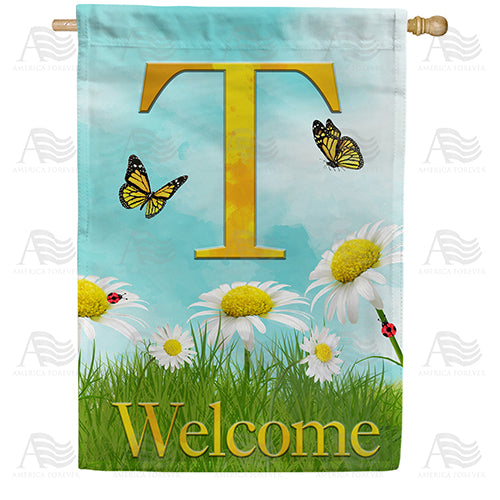 America Forever Loves Me, Loves Me Not Monogram House Flag