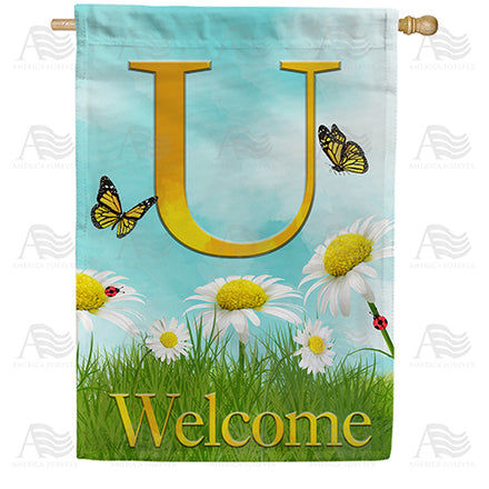 America Forever Loves Me, Loves Me Not Monogram House Flag