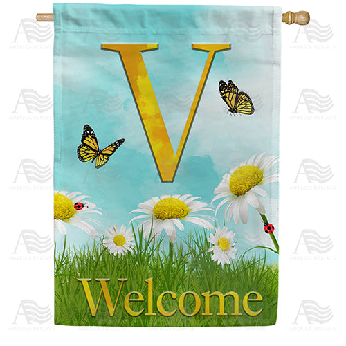 America Forever Loves Me, Loves Me Not Monogram House Flag