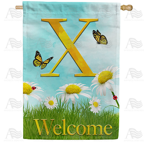 America Forever Loves Me, Loves Me Not Monogram House Flag