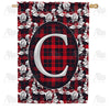 America Forever Elegant Red And Black Plaid Monogram House Flag