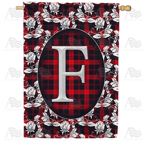 America Forever Elegant Red And Black Plaid Monogram House Flag