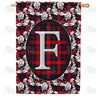 America Forever Elegant Red And Black Plaid Monogram House Flag