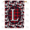 America Forever Elegant Red And Black Plaid Monogram House Flag