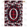 America Forever Elegant Red And Black Plaid Monogram House Flag