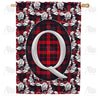 America Forever Elegant Red And Black Plaid Monogram House Flag