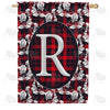 America Forever Elegant Red And Black Plaid Monogram House Flag