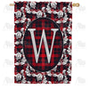 America Forever Elegant Red And Black Plaid Monogram House Flag