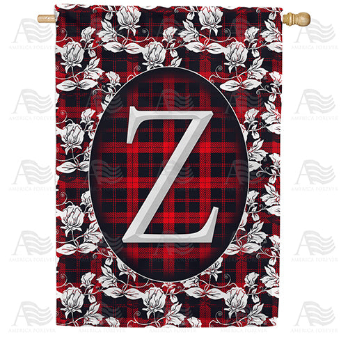 America Forever Elegant Red And Black Plaid Monogram House Flag