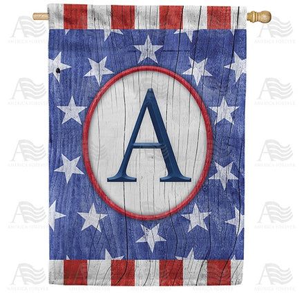 All American Old Wood Monogram House Flag