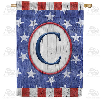 All American Old Wood Monogram House Flag