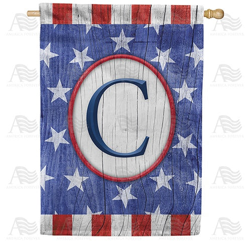 All American Old Wood Monogram House Flag