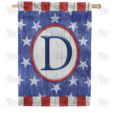 All American Old Wood Monogram House Flag