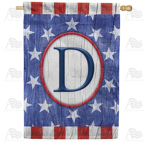 All American Old Wood Monogram House Flag
