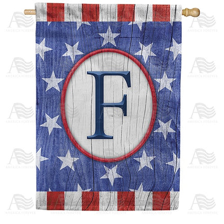 All American Old Wood Monogram House Flag