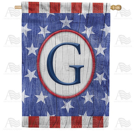 All American Old Wood Monogram House Flag