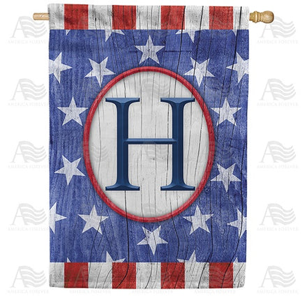 All American Old Wood Monogram House Flag