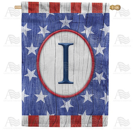All American Old Wood Monogram House Flag