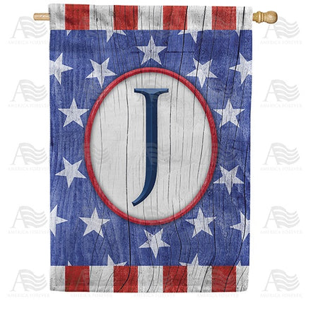 All American Old Wood Monogram House Flag