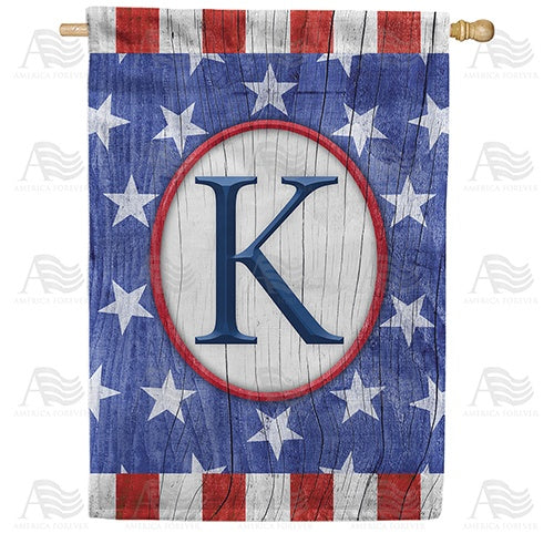 All American Old Wood Monogram House Flag