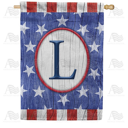 All American Old Wood Monogram House Flag