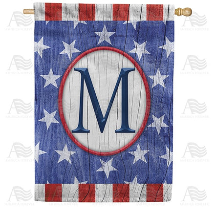 All American Old Wood Monogram House Flag