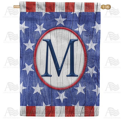All American Old Wood Monogram House Flag