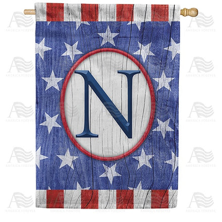 All American Old Wood Monogram House Flag