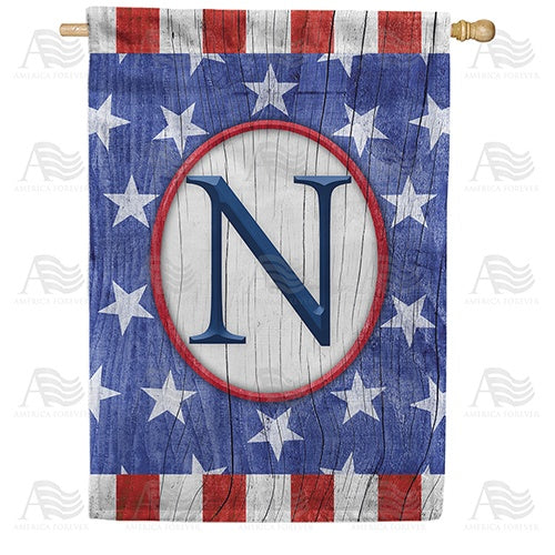 All American Old Wood Monogram House Flag