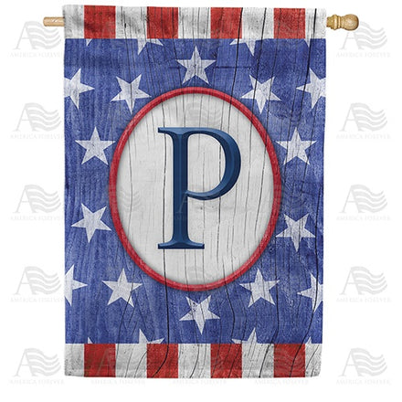 All American Old Wood Monogram House Flag