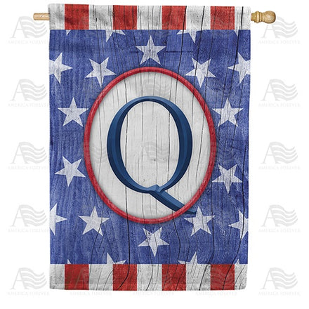 All American Old Wood Monogram House Flag