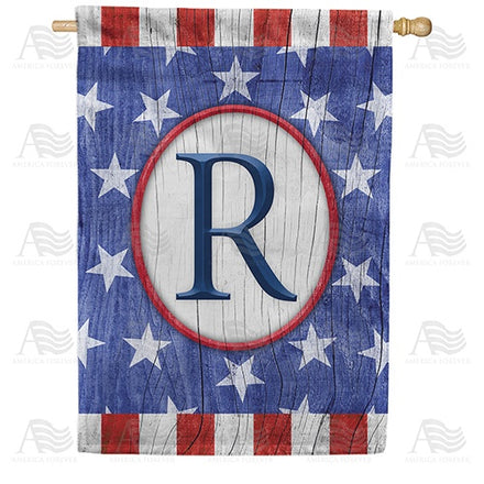 All American Old Wood Monogram House Flag