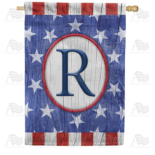 All American Old Wood Monogram House Flag