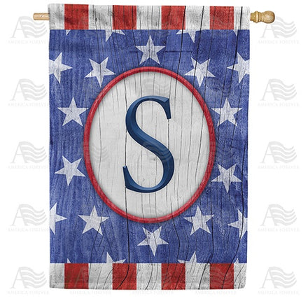 All American Old Wood Monogram House Flag